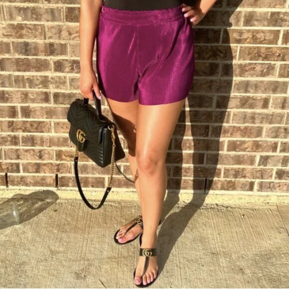Zara Pleated Shorts Purple S - Picture 4 of 10
